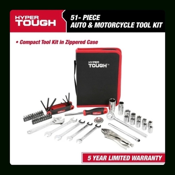 NEW Hyper Tough 51-Piece Auto and Motorcycle Mechanic's Tool Kit, Model 4376V - Picture 1 of 10